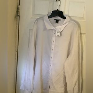 Ashley Stewart White button down shirt with gold buttons size 26.